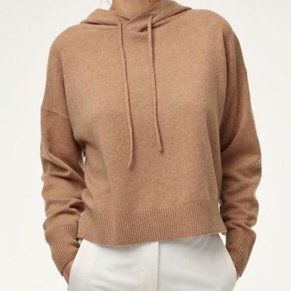 Aritzia Babaton The Group Luxe Cashmere Hoodie Sweater XS Camel Tan Quiet Luxury - Picture 1 of 13